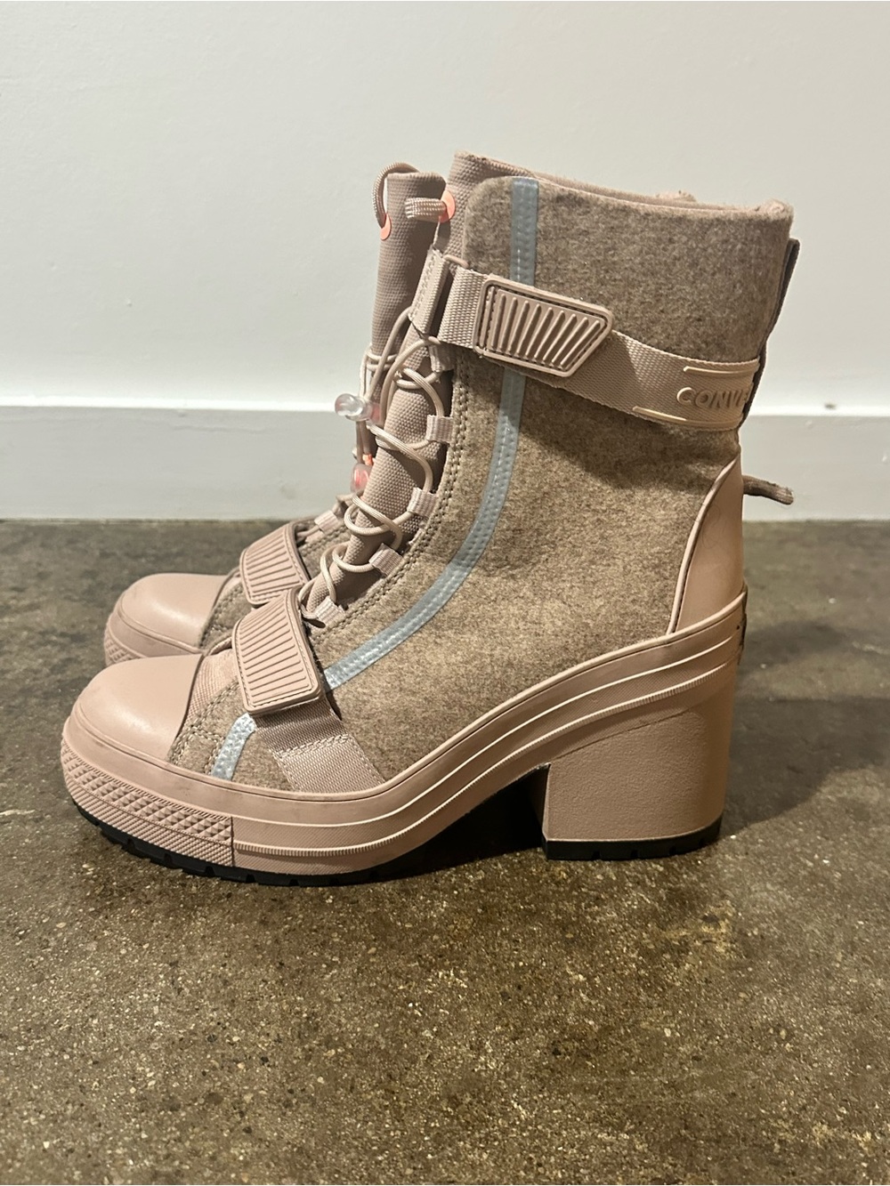 Converse Blush Taupe Platform Heeled Boot